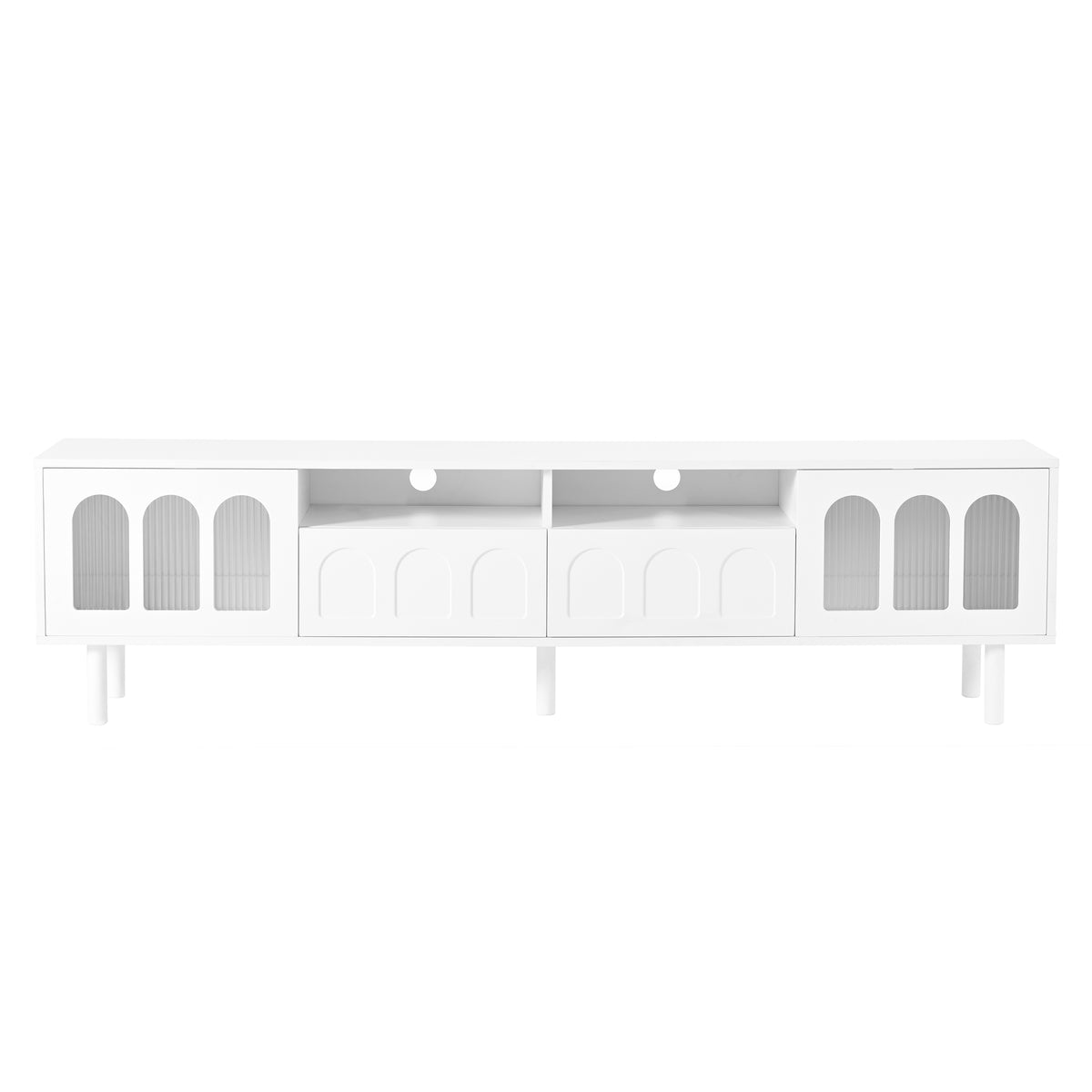 Two sets of ON-TRANS cream style TV stands and coffee tables, suitable for TVs under 80 inches, white - V.I.P Digital Presence