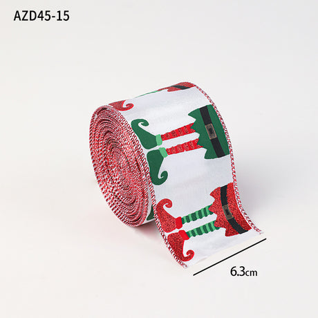 Christmas decoration ribbon, cedar pattern printed ribbon, bow tie, Christmas decoration ribbon, holiday ribbon - V.I.P Digital Presence