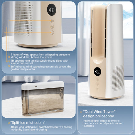 2025 NEW Portable Tower Fan – 6 Speeds, Mist Bladeless, for Bedroom/Living Room/Office - V.I.P Digital Presence