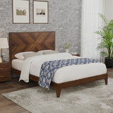 Mid-Century Modern Platform Bed Wood Slat Support with No Box Spring Needed,Full, Walnut - V.I.P Digital Presence