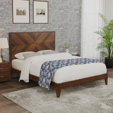 Mid-Century Modern Platform Bed Wood Slat Support with No Box Spring Needed,Full, Walnut - V.I.P Digital Presence