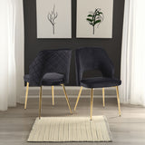 Black Velvet Dining Chairs with Metal Legs and Hollow Back Upholstered Dining Chairs Set of 4 - V.I.P Digital Presence