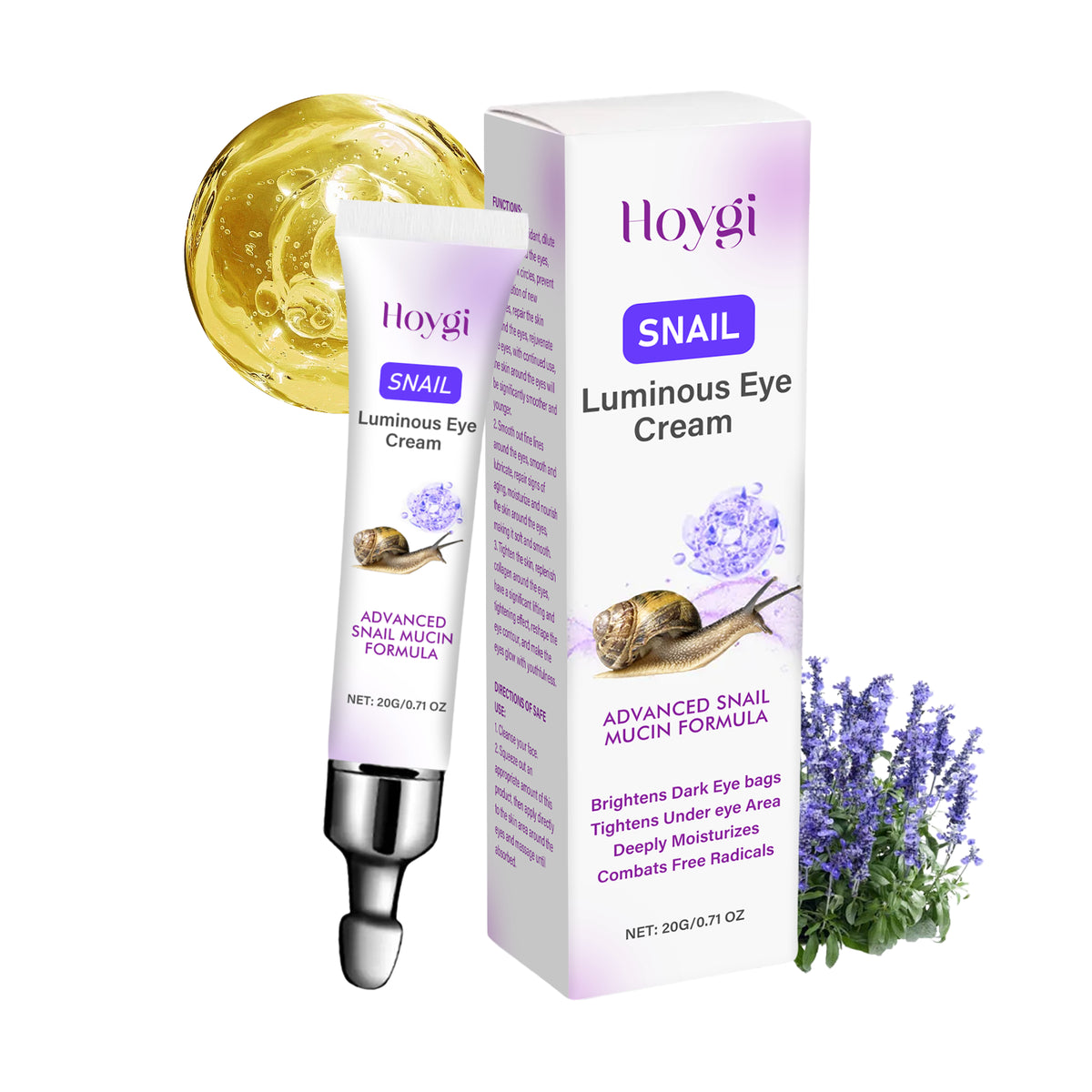 Crema reafirmante para ojos, crema iluminadora de caracol para ojos, reafirmante, suave y tersa para la piel del contorno de ojos, crema reparadora para ojos.