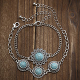 Ethnic style retro alloy turquoise bracelet Bohemian artistic bracelet set for women - V.I.P Digital Presence
