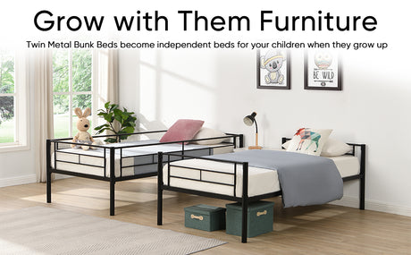 Double decker bed, size above twin bed, with 2 ladders and full-length guardrail, metal, storage space, black - V.I.P Digital Presence
