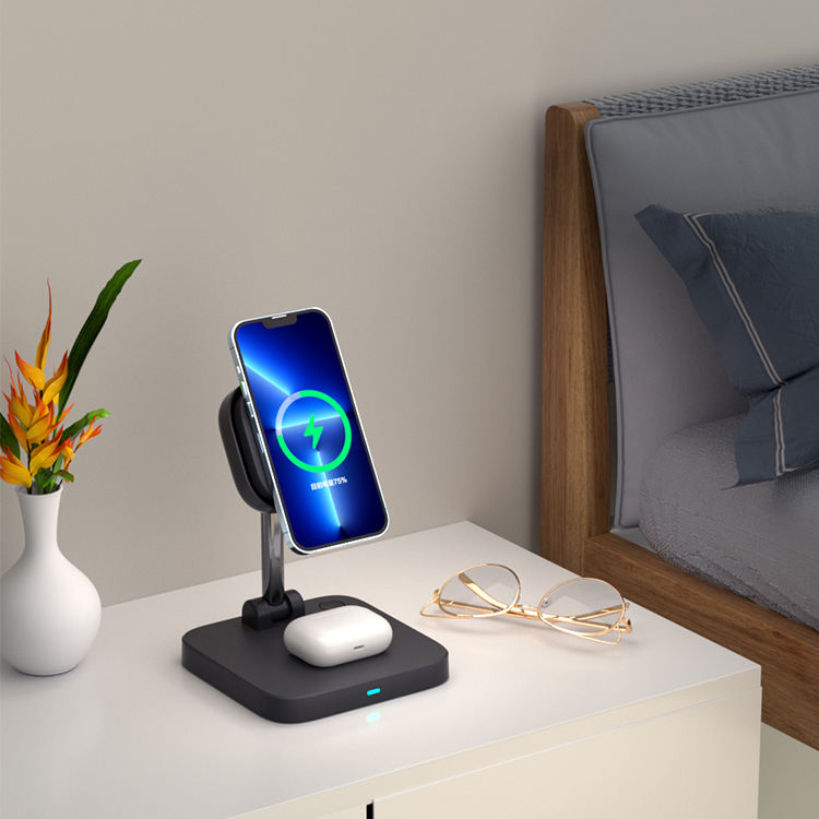 3-in-1 magnetic wireless charger holder with cooling fan suitable for wireless charging of iPhone earphones and watches - V.I.P Digital Presence