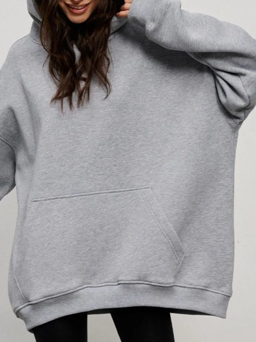 Pocketed Dropped Shoulder Long Sleeve Hoodie - V.I.P Digital Presence
