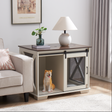 Farm kennel Flat noodles furniture with sliding barn door, farm wooden kennel end table, dog house with removable partition - V.I.P Digital Presence