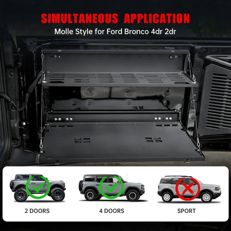Tailgate Table & MOLLE Panel For Ford Bronco(2021-2024) - 2-Tier Camping Rack - V.I.P Digital Presence