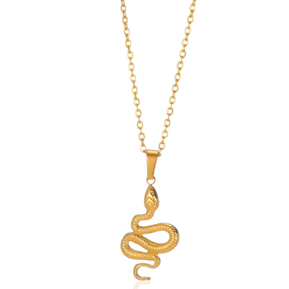 Spirit Snake Pendant Retro Style Personalized Necklace Women's Stainless Steel Gold Plated - V.I.P Digital Presence
