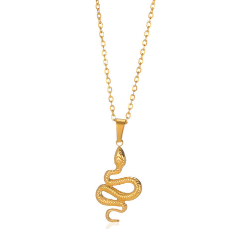 Spirit Snake Pendant Retro Style Personalized Necklace Women's Stainless Steel Gold Plated - V.I.P Digital Presence