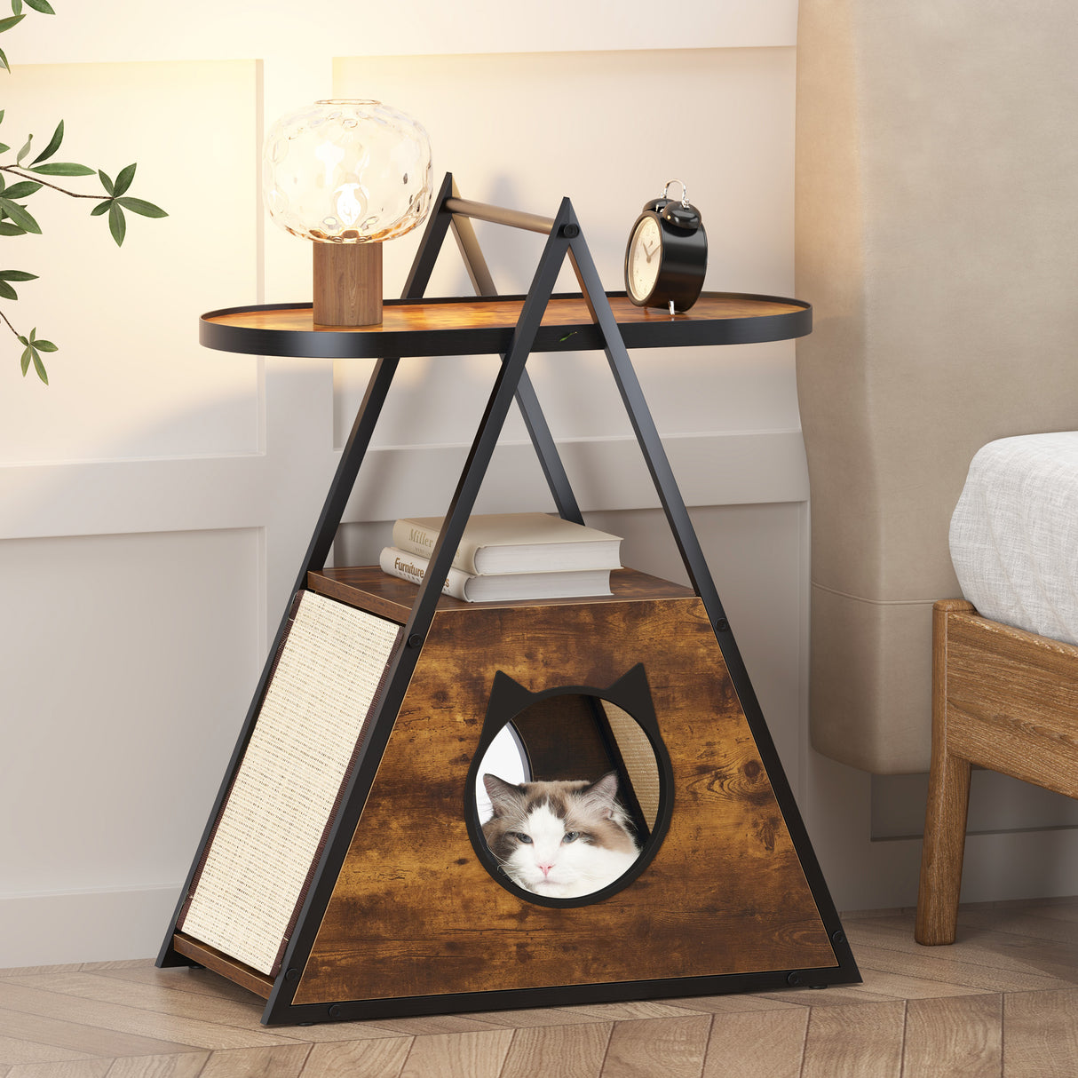 Cat house,end table.Wood cat condo black vintage pet furniture - V.I.P Digital Presence