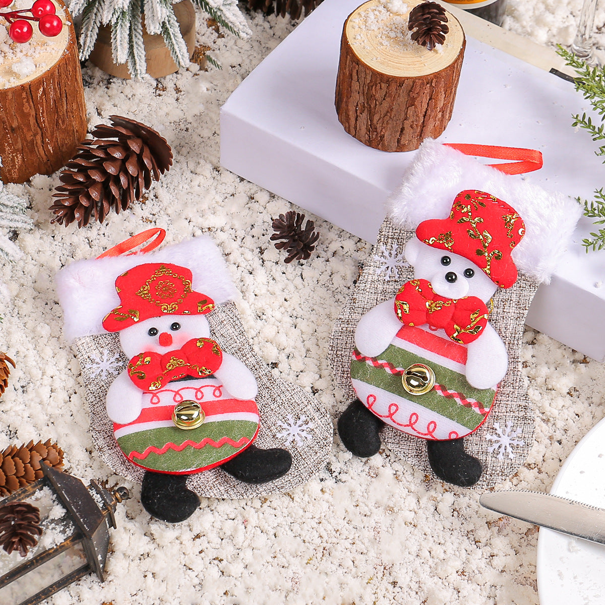 Christmas Doll Socks Cartoon Plush Christmas Socks Christmas Tree Pendant Santa Claus Snowman Candy Gift Bag - V.I.P Digital Presence