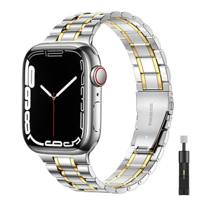 Suitable For Apple Watch S 3 4 5 iwatch S 7 8 9 Stainless Steel Metal Fine Steel Watch Chain With Five Beads - V.I.P Digital Presence