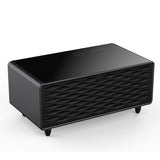 Modern Smart Coffee Table with Built-in Fridge, Bluetooth Speaker, Wireless Charging, Touch Control Panel, USB Interface Black - V.I.P Digital Presence