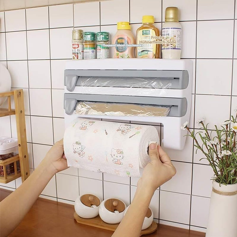 3-in-1 Wall Kitchen Roll Holder, with Upgraded Magnetic Suction Cup, for Foil, Cling Film, and Aluminium Foil Dispensing - V.I.P Digital Presence