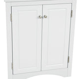 White Triangle Bathroom Storage Cabinet with Adjustable Shelves, Freestanding Floor Cabinet for Home Kitchen - V.I.P Digital Presence