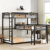 L-shaped Metal Triple Twin Size Bunk Bed, Black - V.I.P Digital Presence