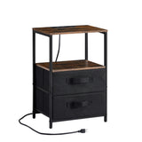 Tea table with charging station, bedside table with USB port, socket and cloth bag, 2 drawers - V.I.P Digital Presence