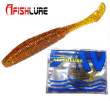 AFISHLURE 6 piezas/lote T Tail Soft Worm 3,2 g 75 mm Paddle wobbler señuelo de pesca para lubina cebo de pesca Grub Swimbait 