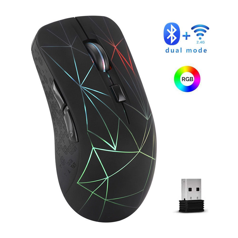 Dual mode wireless mouse silent office colorful illuminated charging Bluetooth mouse for laptops - V.I.P Digital Presence