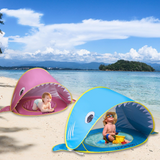 Tienda de playa para niños, protección solar y sombra junto al mar, casa de campaña con arenero totalmente automática