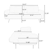70.47" Pink Fabric Double Sofa with Split Backrest and Two Throw Pillows