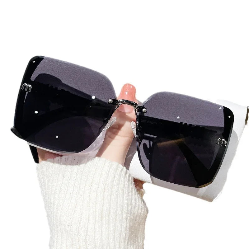 new fashion trimmed sunglasses half frame high quality trend simple sunglasses for women with fine glitter - V.I.P Digital Presence