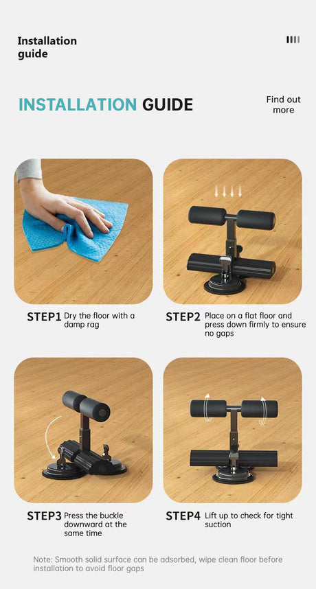 Portable Self-Suction Sit-up Bar Abdominal Core Trainer Movement Auxiliary Device Adjustable Sit Up Assistant - V.I.P Digital Presence
