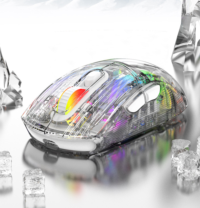 Luminous wireless Bluetooth the third mock examination transparent RGB mechanical mouse game video game mute mouse - V.I.P Digital Presence