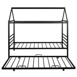 Twin Size Metal House Shape Platform Bed with Trundle Black