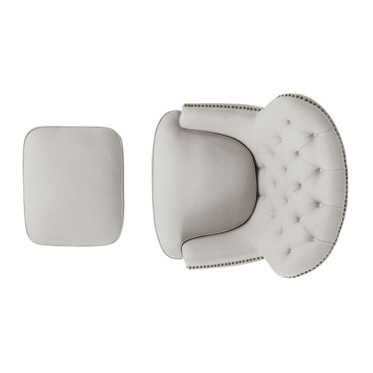 Modern light grey fabric club chair and Ottoman set, stylish cushioned armchair, paired with Ottoman style - V.I.P Digital Presence