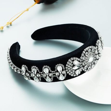 Hair Hoop Heavy Craft Retro Palace Feng Shui Drill Sponge Head Hoop Wide Side Baroque High Skull Top Hair Accessories - V.I.P Digital Presence
