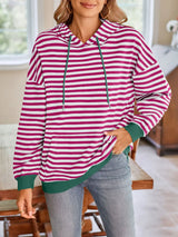 Loose casual striped hooded sweatshirt - V.I.P Digital Presence