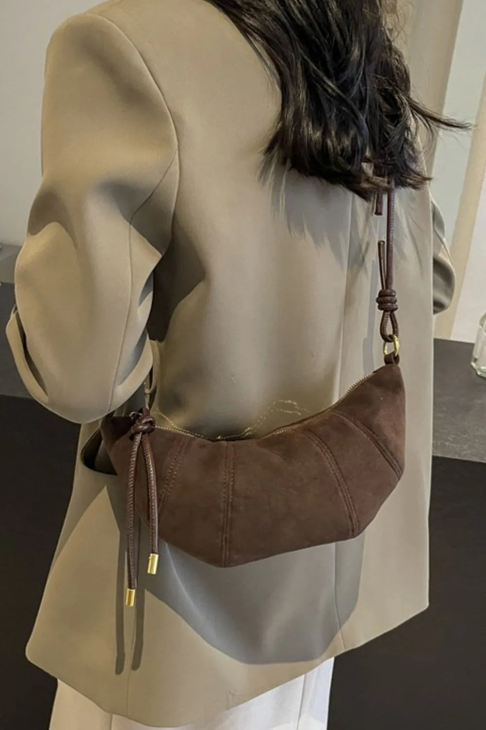 PU Leather Strap Suede Shoulder Bag - V.I.P Digital Presence