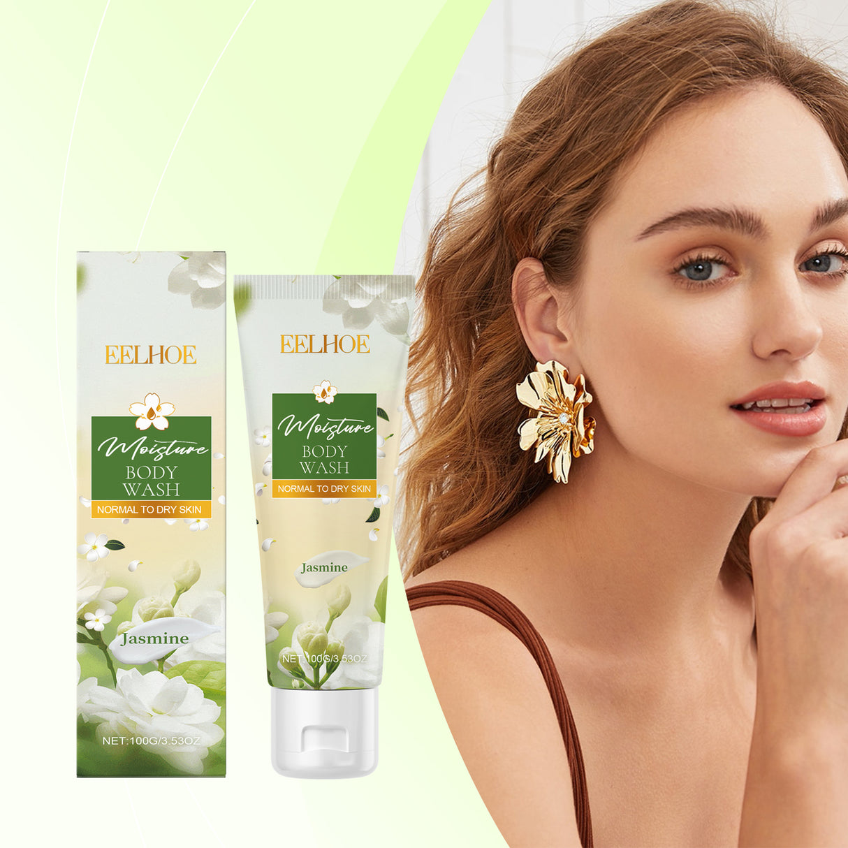Gel de ducha hidratante de jazmín: suave, limpio, suave, hidratante y perfumado.