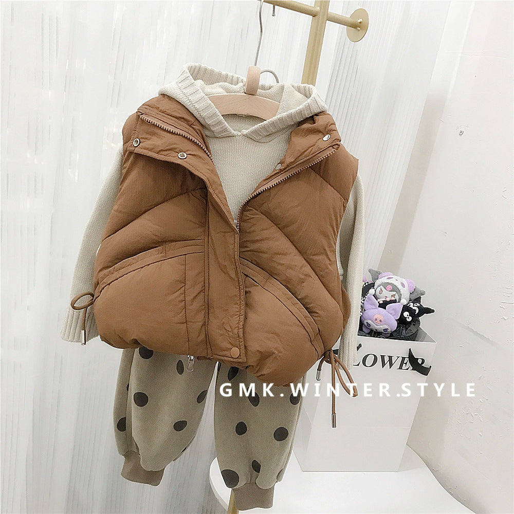 Children's standing collar cotton jacket vest winter loose vest for boys and girls camisole medium and small children's sweater - V.I.P Digital Presence