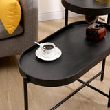 2-Tier Black Side Table with Storage Sofa Table for Living Room Metal Frame & Wooden Desk End Table - V.I.P Digital Presence