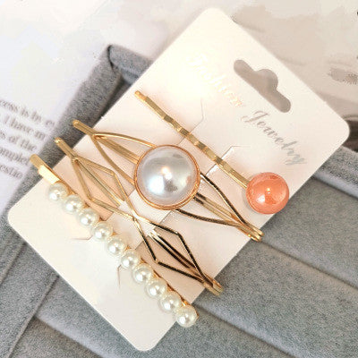 4PCS Korea Fashion Metal Hairpins Imitiation Pearl Colorful Beads Hair Clips for Women Irregular Geometric Hair Accessories - V.I.P Digital Presence