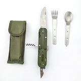 Cuchillo plegable para acampar, tenedor y cuchara combinados, vajilla de acero inoxidable, cuchillo y tenedor multifunción, desmontaje y montaje de vajilla. 