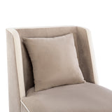Velvet Upholstered Accent Chair with Cream Piping, Tan and Cream - V.I.P Digital Presence