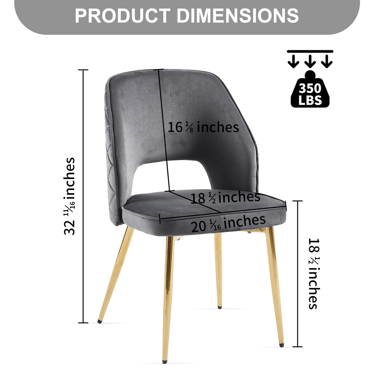 Gray Velvet Dining Chairs with Metal Legs and Hollow Back Upholstered Dining Chairs Set of 4 - V.I.P Digital Presence