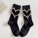 Summer and Spring European Luxury Love Diamond Black Chain Middle Tube Stacked Socks - V.I.P Digital Presence