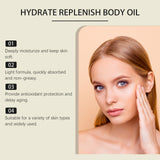 Aceite corporal hidratante, calmante y nutritivo para masaje diario con aceite de coco.