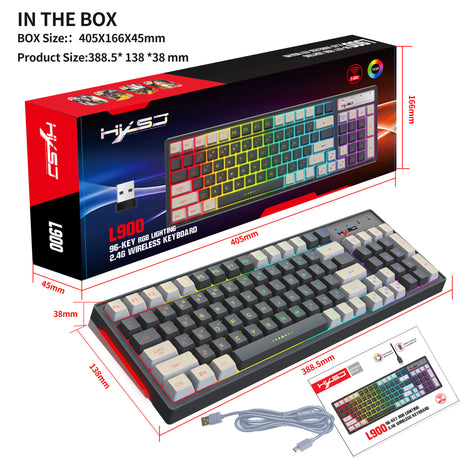 Gaming keyboard RGB backlight two-color keycaps gray and white double color 2.4G wireless membrane keyboard - V.I.P Digital Presence