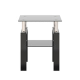 1-Piece Modern Tempered Glass Tea Table Coffee Table End Table, Square Table for Living Room, Black - V.I.P Digital Presence