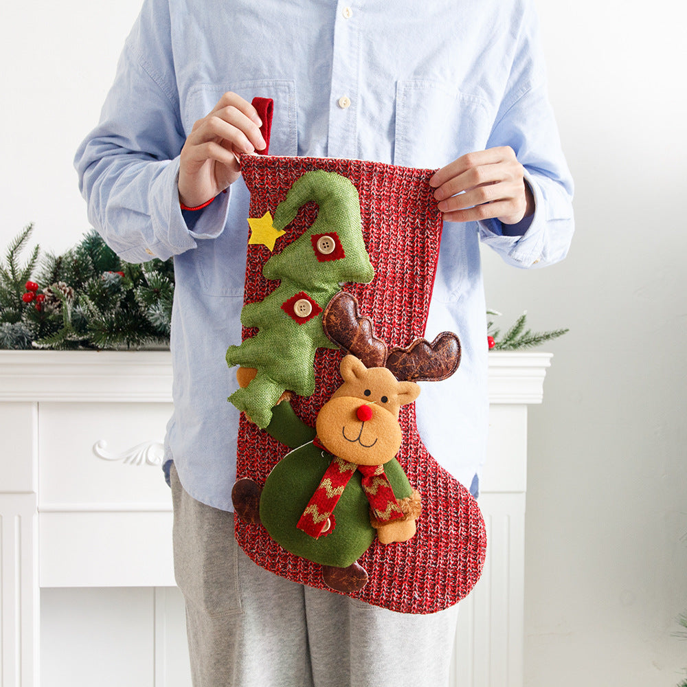 Christmas Decorations Knitted Yarn Large 3D Santa Claus Snowman Deer Christmas Socks Gift Bag - V.I.P Digital Presence