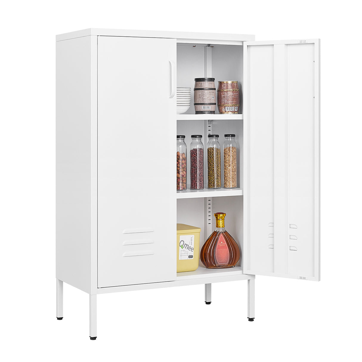 Steel storage cabinet, double door miscellaneous storage cabinet, 2 movable partitions white - V.I.P Digital Presence