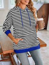 Loose casual striped hooded sweatshirt - V.I.P Digital Presence