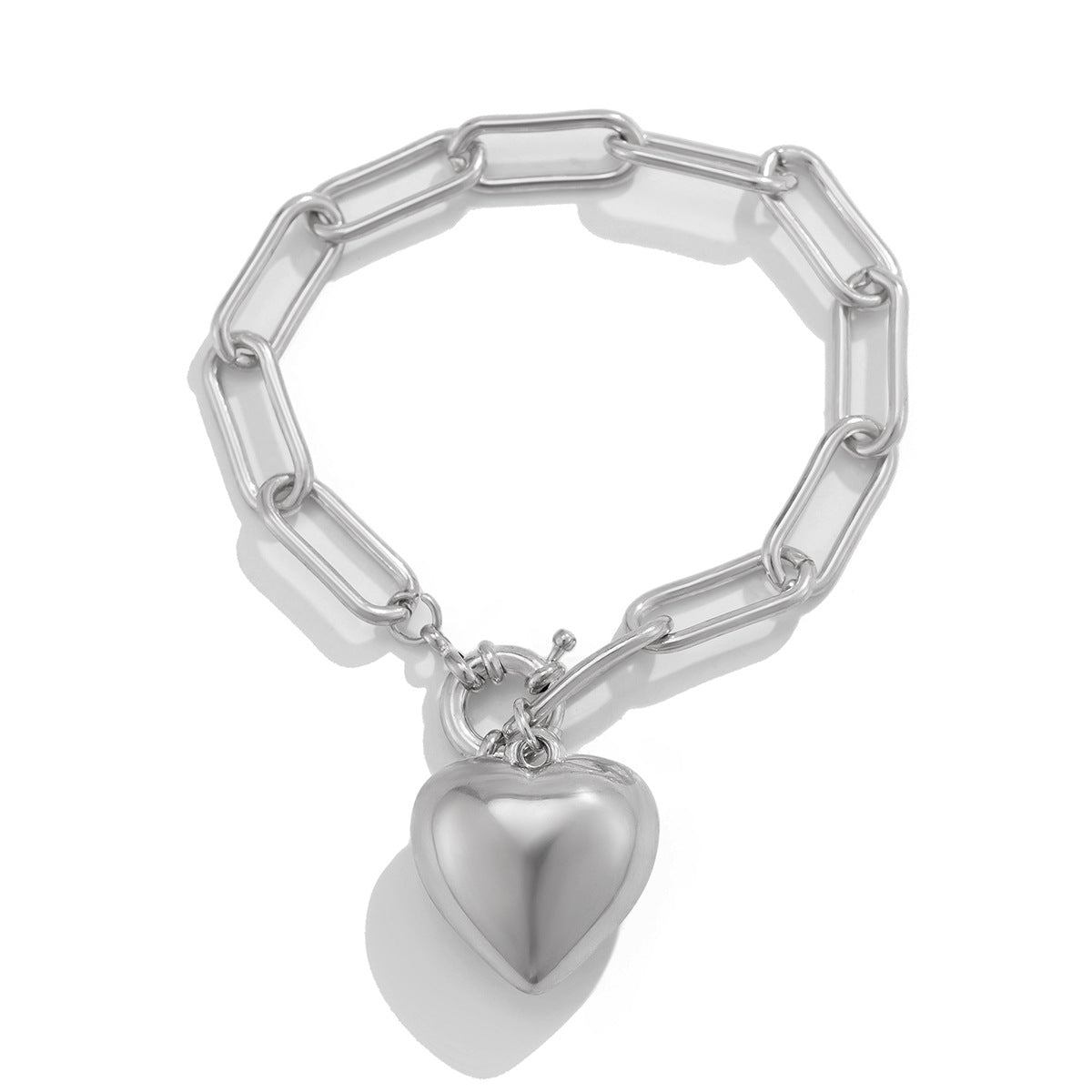 Ins Simple and Versatile Big Peach Heart Bracelet Personalized Heart shaped Iron Chain Bracelet for Women - V.I.P Digital Presence
